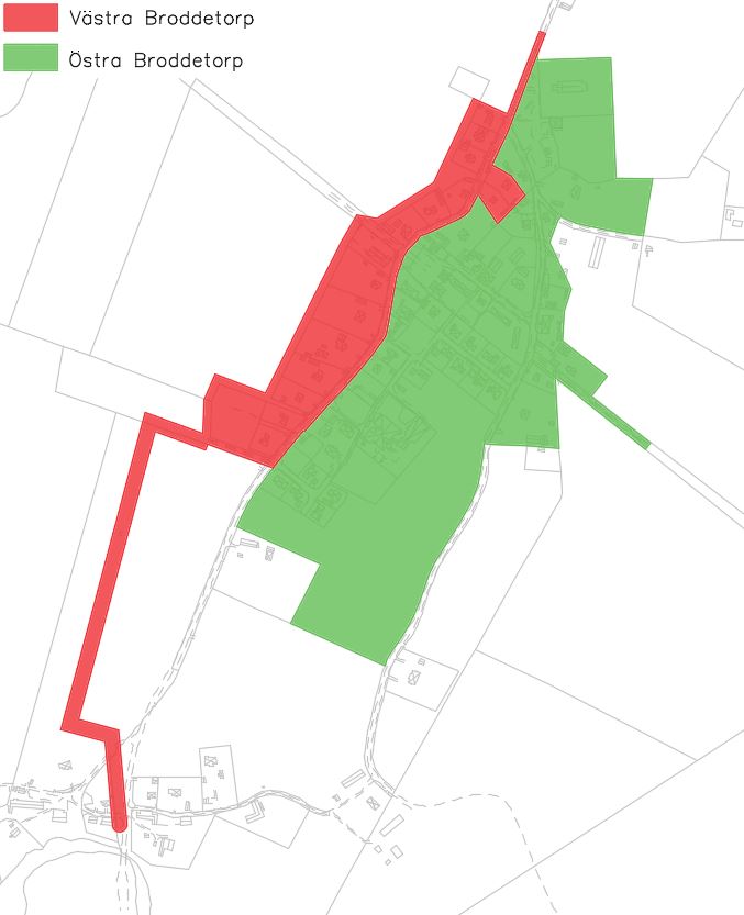 Karta över etappindelning för kommande VA-arbete i Broddetorp samhälle